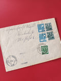 Enveloppe philatélie timbres Deutsche Post oblitérés cachets visibles