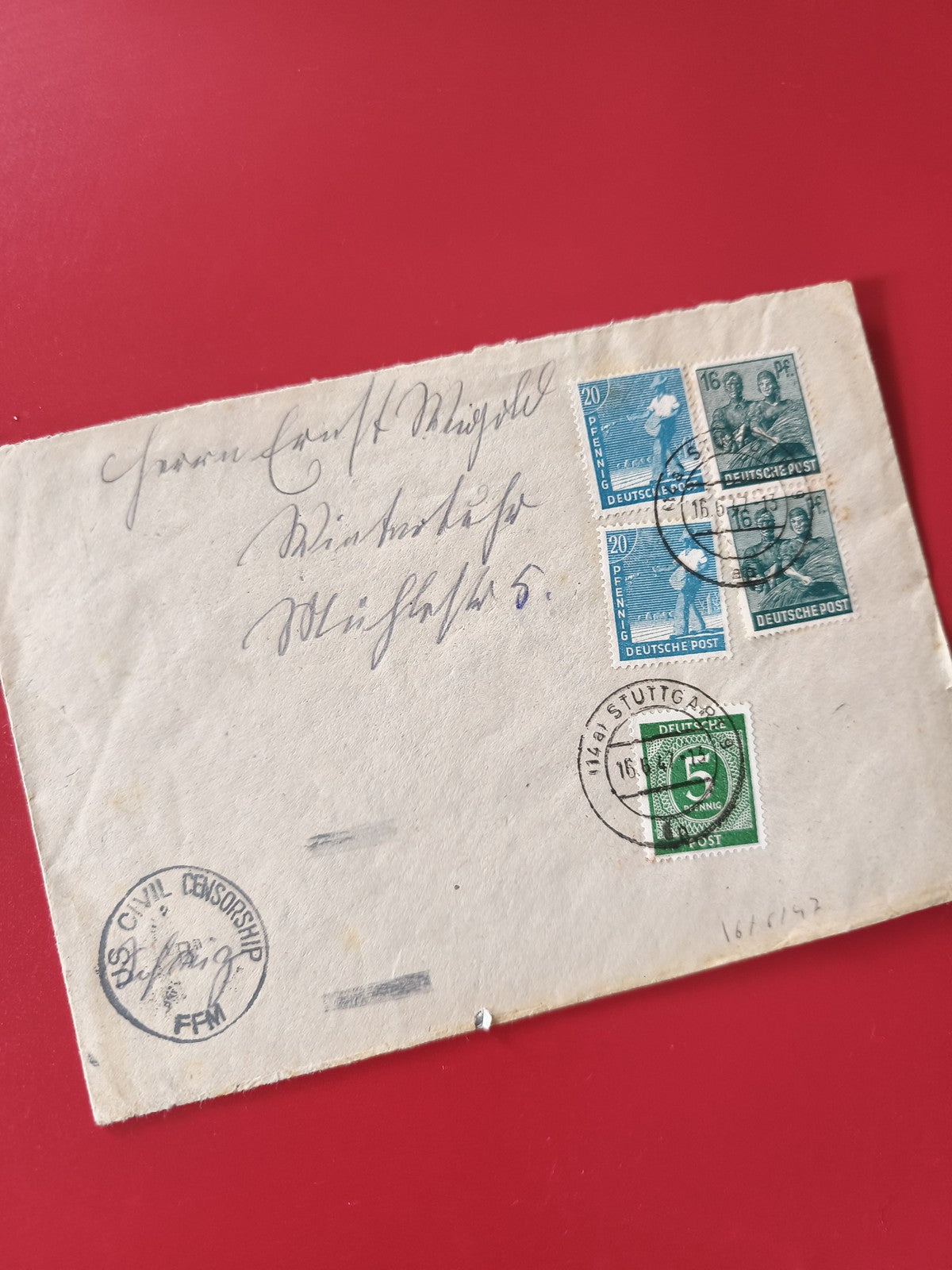 Enveloppe philatélie timbres Deutsche Post oblitérés cachets visibles