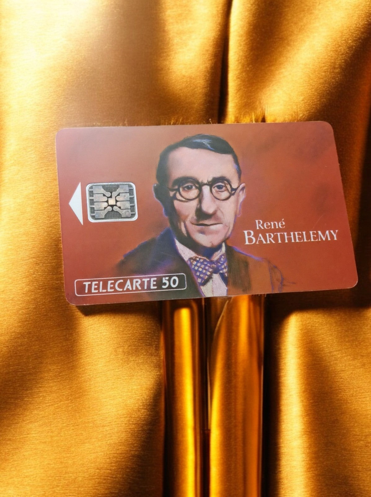 Carte téléphonique vintage Télécarte 50 René Barthélemy, rare, puce collection
