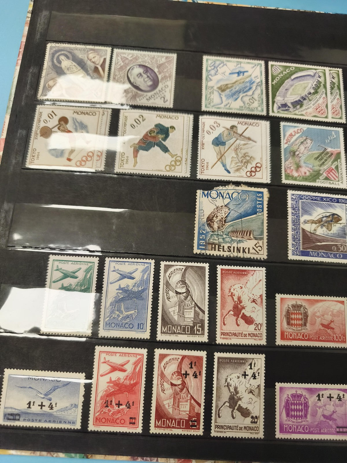 Lot anciens timbres oblitérés Monaco sport aviation philatélie collection