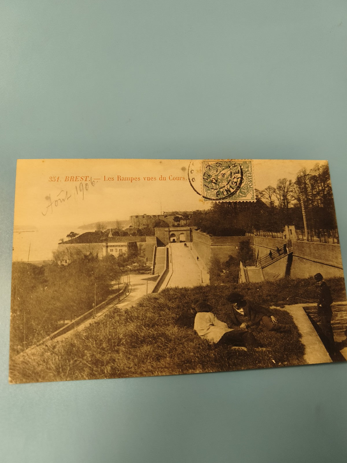 Ancienne carte postale animée Brest Les Rampes, vue 1906, collection vintage