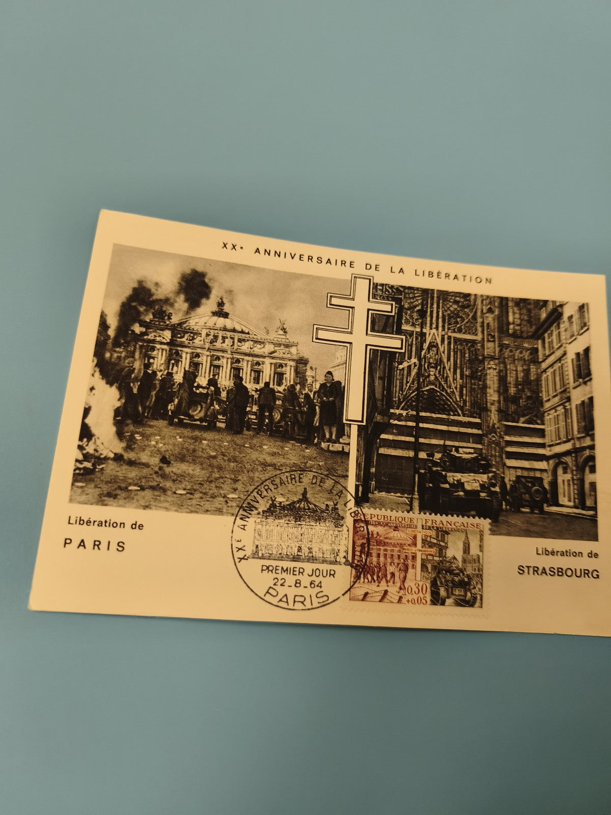 Enveloppe premier jour FDC XXe Anniversaire Libération Paris Strasbourg 1964 (Re