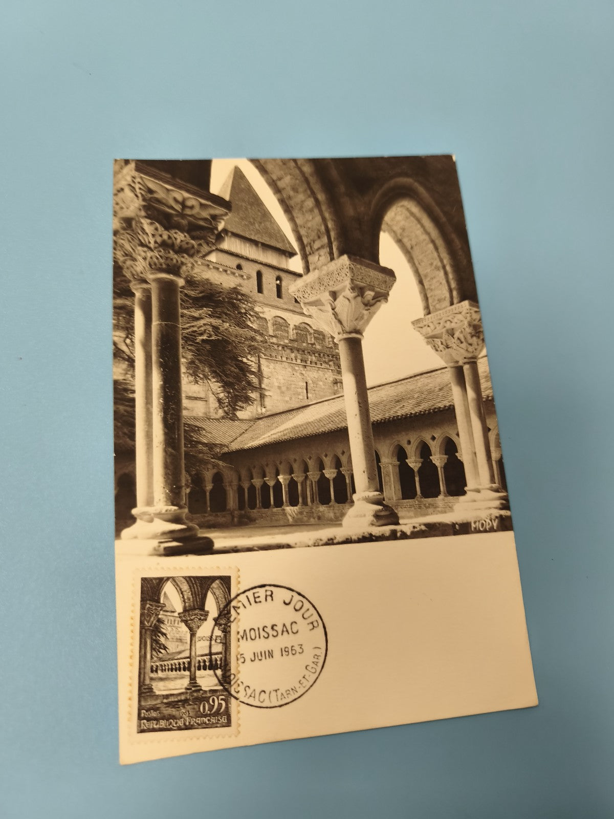 Enveloppe FDC premier jour Moissac 1963, illustration cloître, oblitération visi