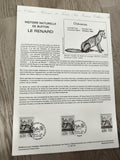 Feuillet philatélique Histoire Naturelle Buffon Le Renard 1988 timbres 4.00 F Fr