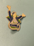 Pin's vintage Chambourcy publicitaire personnage bleu vert collection ancienne