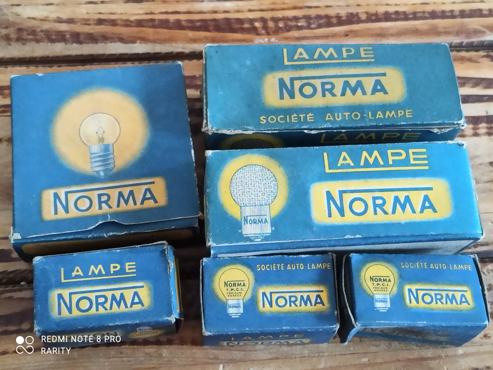 Lot boîtes ampoules phares vintage Norma années 50-60 auto Made in France