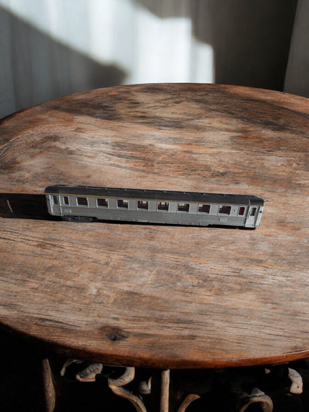 Voiture voyageurs Meccano HO gris argent modèle réduit vintage train wagon
