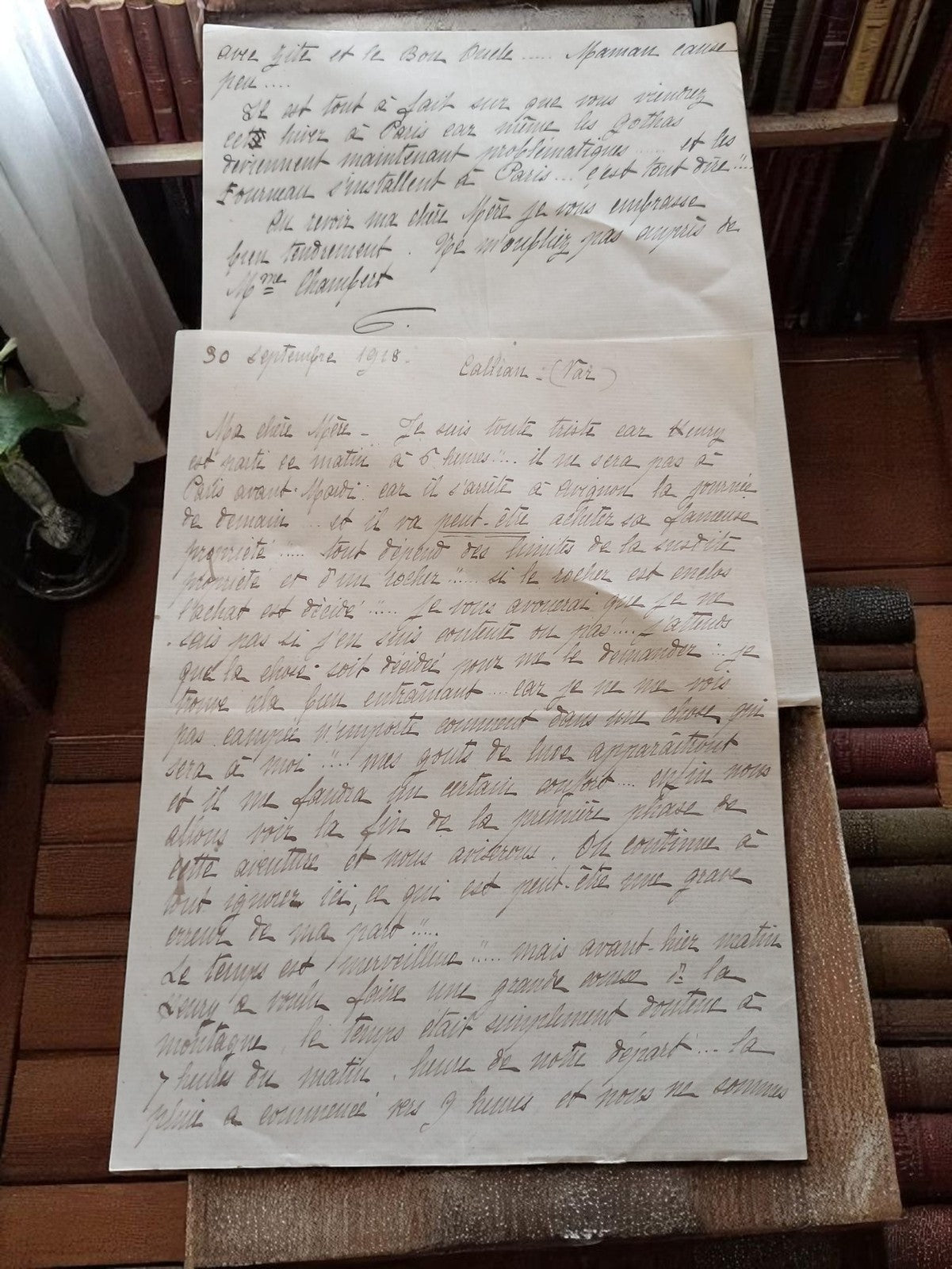 Lettre manuscrite 1918 Castiane Tarn – Correspondance intime guerre