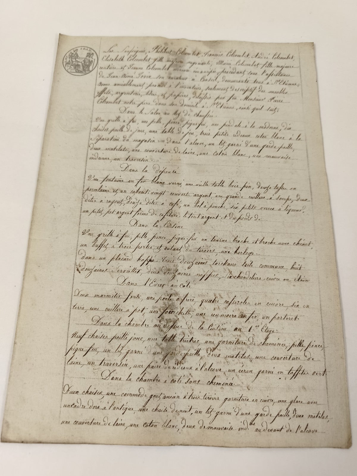 Ancienne lettre manuscrite administrative XIXe, papier timbré 1813, signatures