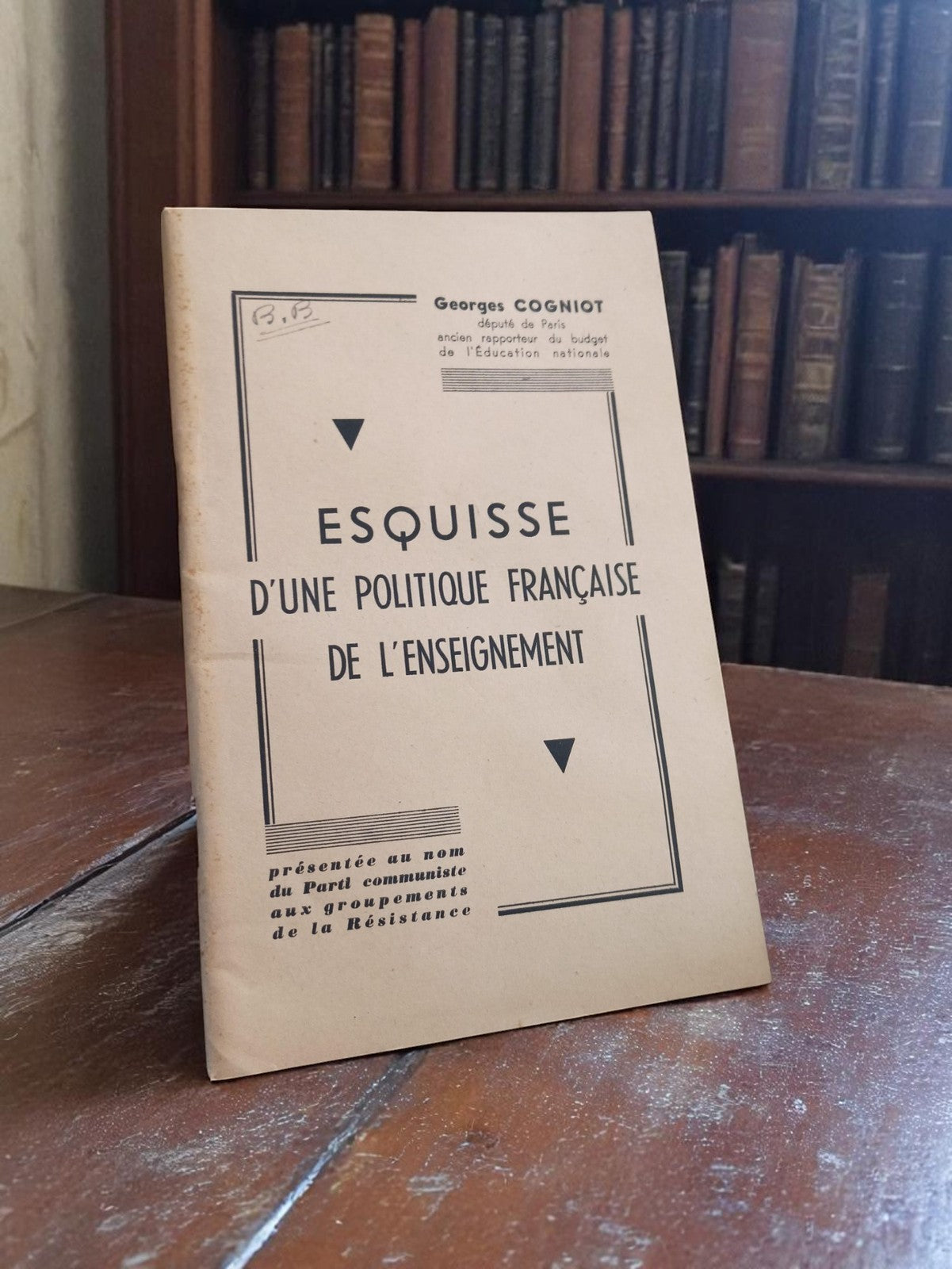 Brochure ancienne Esquisse politique enseignement Communisme Cogniot Résistance
