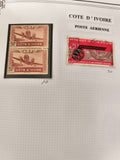 Timbres poste aérienne Côte d'Ivoire avion 50c 25f lot philatélie Afrique
