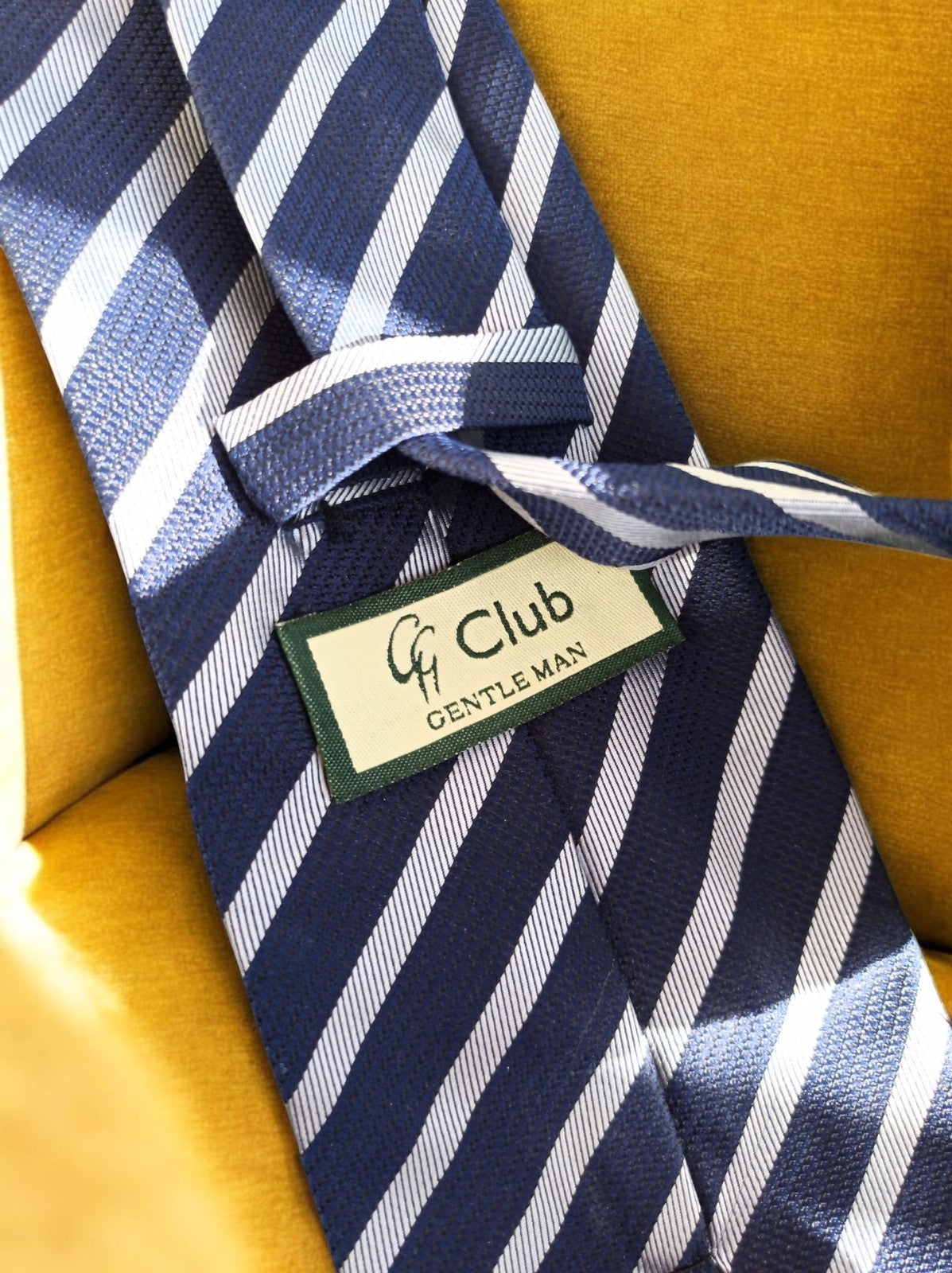 Cravate vintage rayée bleu blanc style club élégant accessoire homme