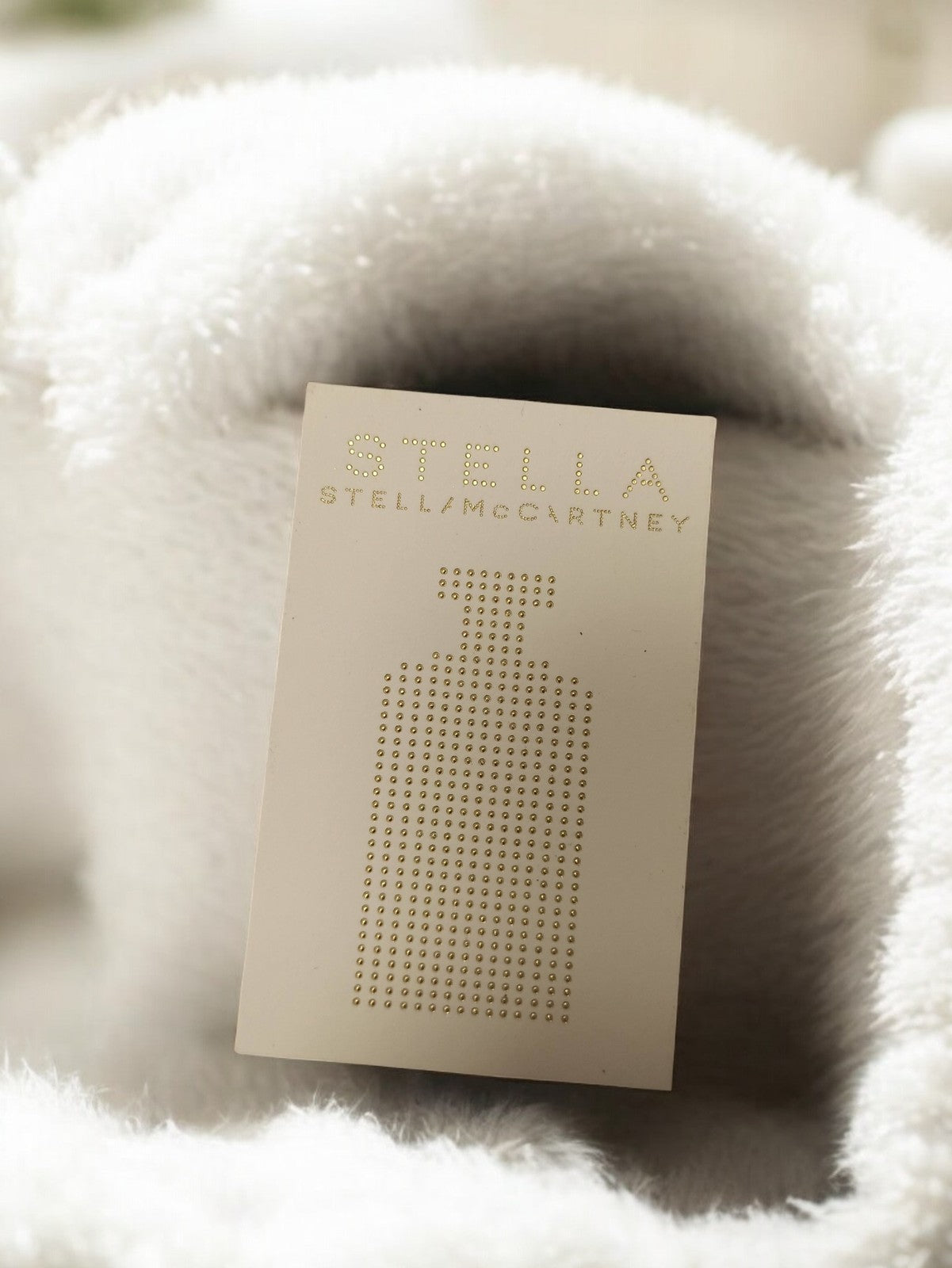 Carte publicitaire parfum Stella McCartney vintage rétro doré