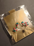 Boucles d’oreilles vintage fleurs émaillées rose et vert, deadstock ancien magas