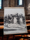 Affiche lithographique ancienne Daumier – La leçon d’anatomie, satire politique