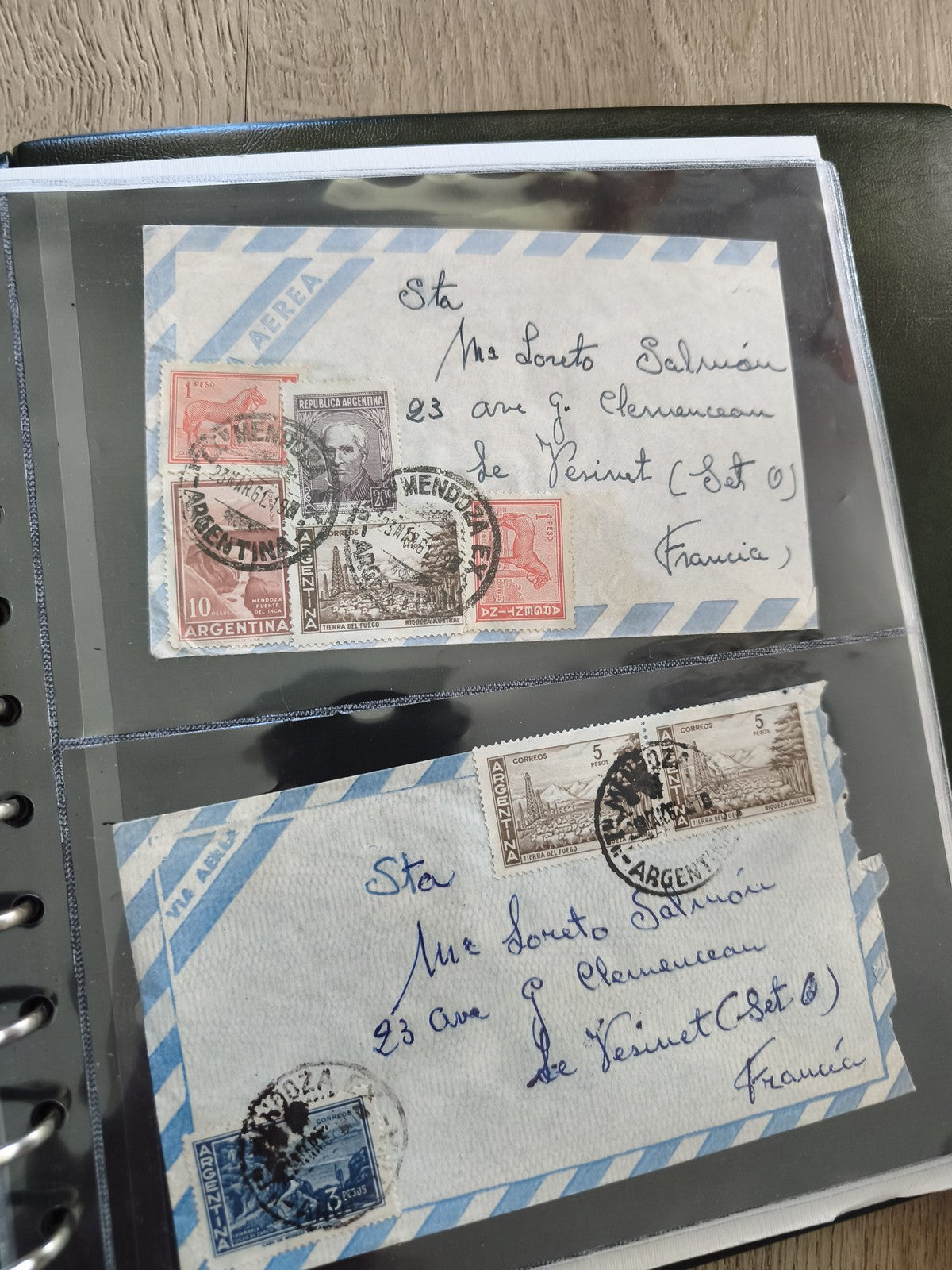 Lot 2 anciennes enveloppes oblitérées philatélie Argentine France vintage
