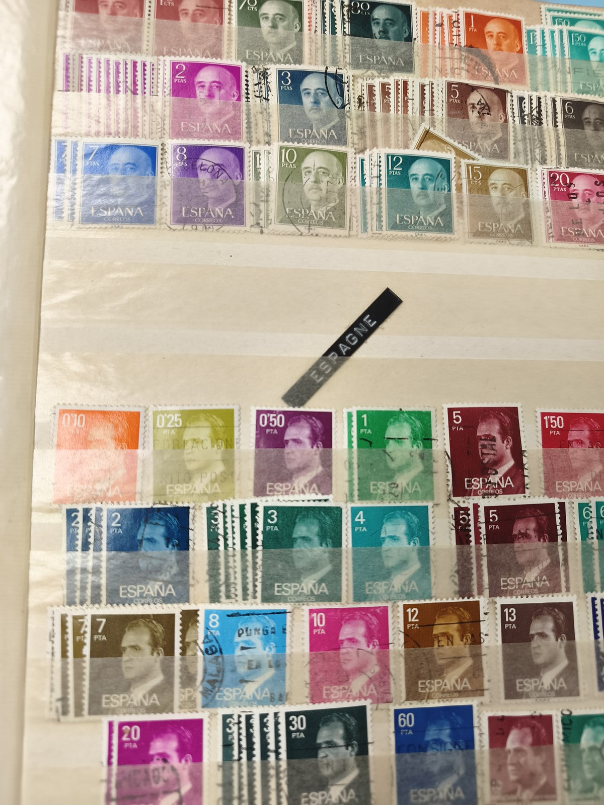 Lot anciens timbres oblitérés Espagne multicolores ? philatélie collection