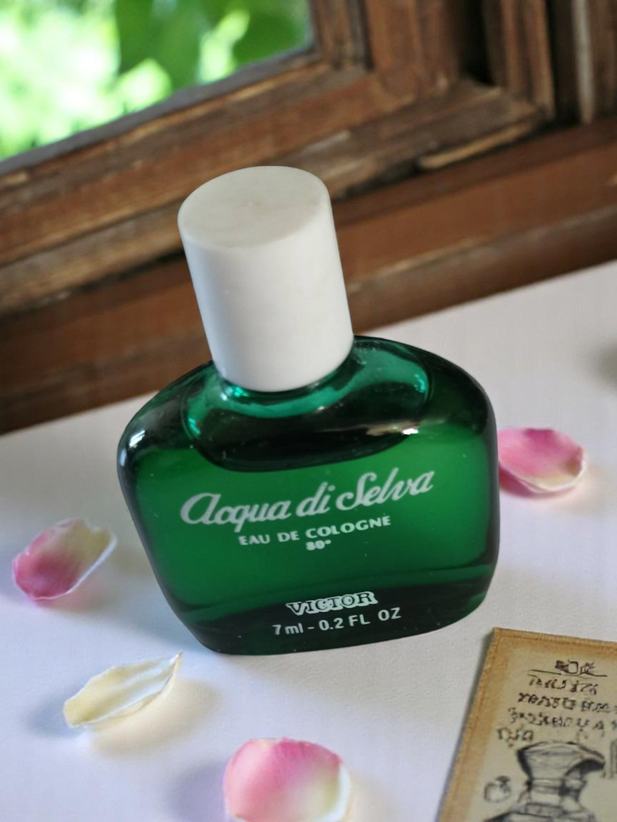 Miniature parfum vintage Acqua di Selva Victor flacon rétro vert