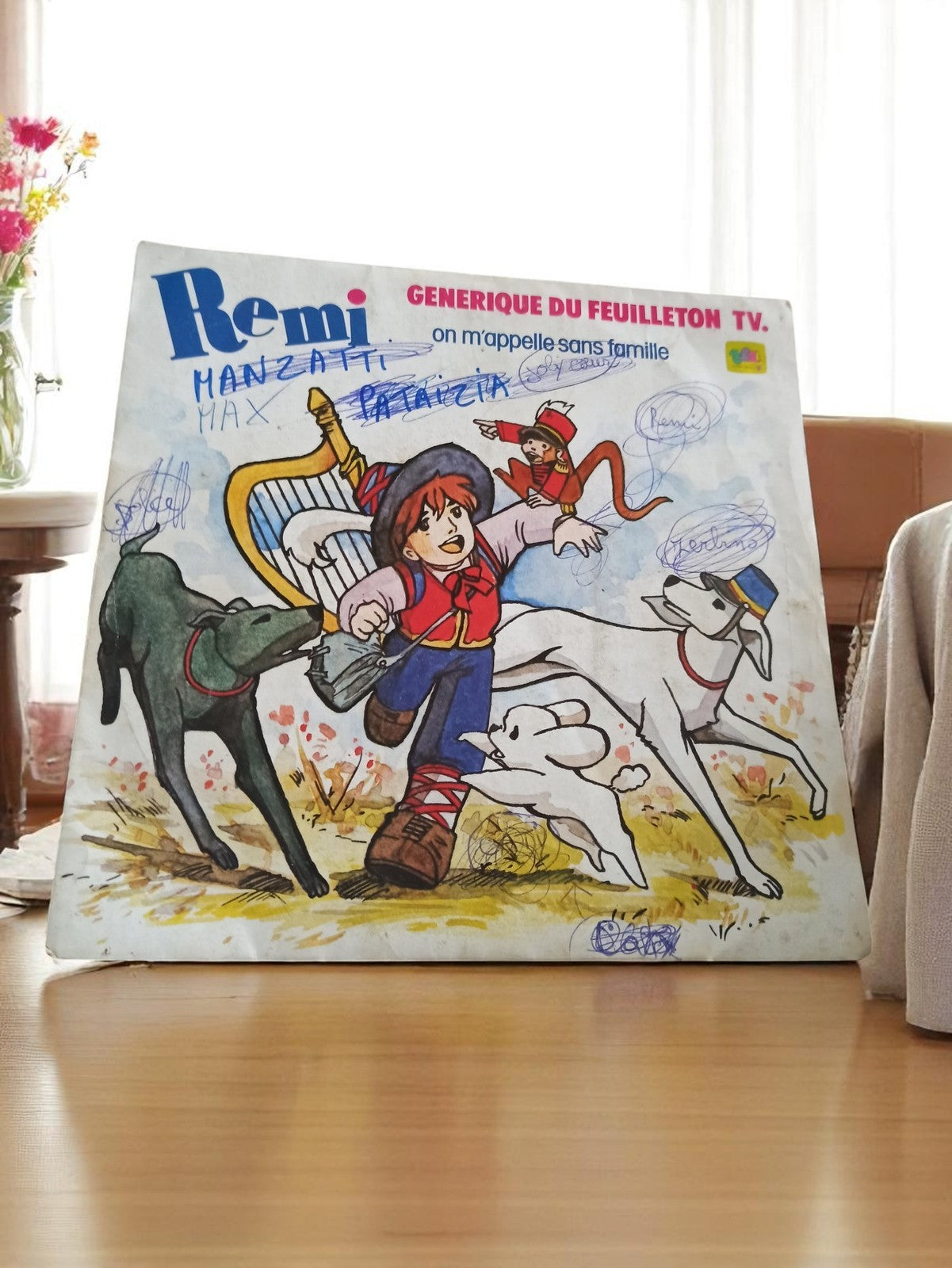 Vinyle 45T Remi sans famille générique TV vintage, pochette illustrée, rare