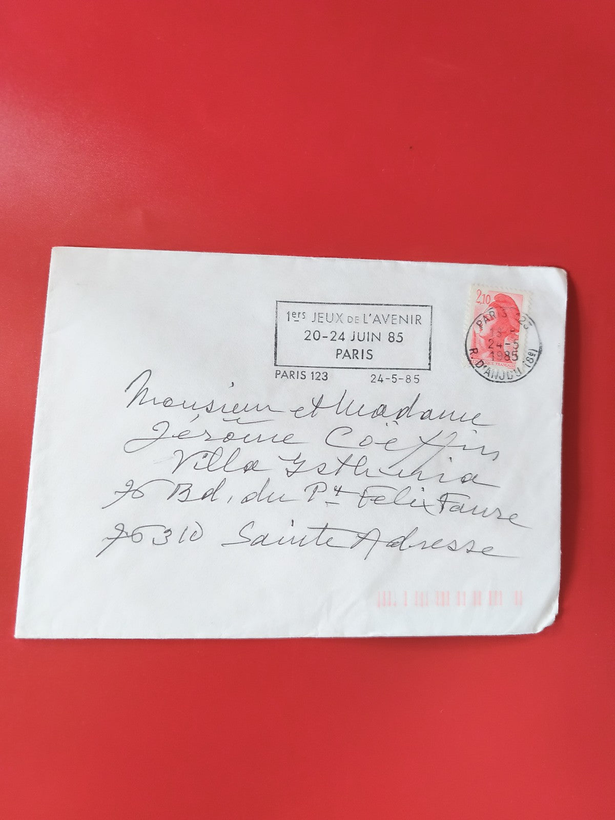 Enveloppe philatélie affranchie 1985 Jeux de l?Avenir Paris timbre Marianne