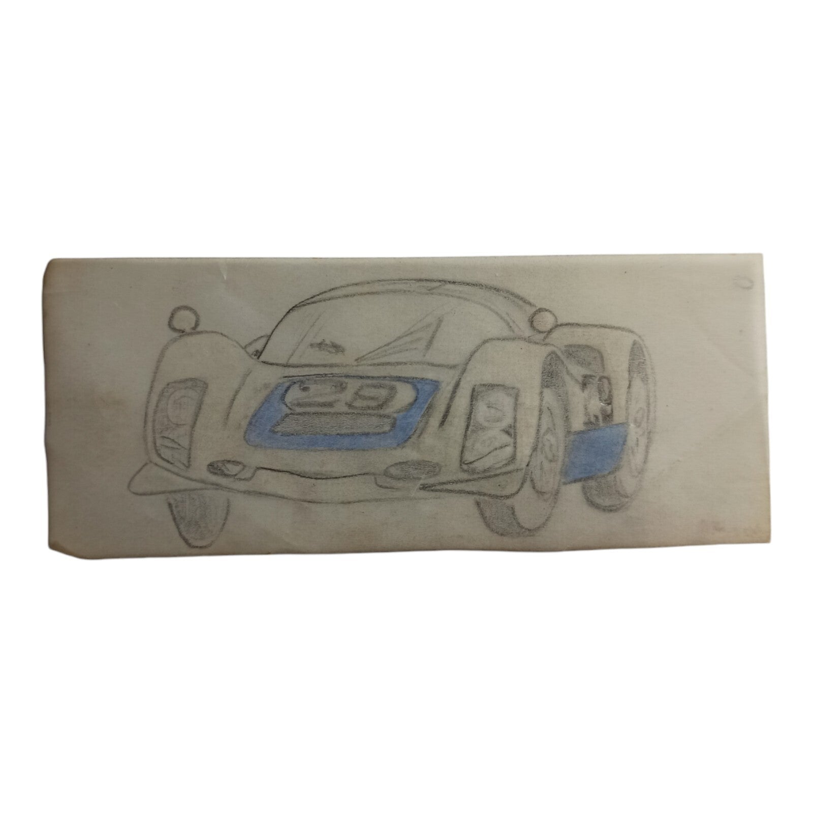 Dessin original voiture Scalextric Dinky Toys calque vintage bleu rare 10 cm