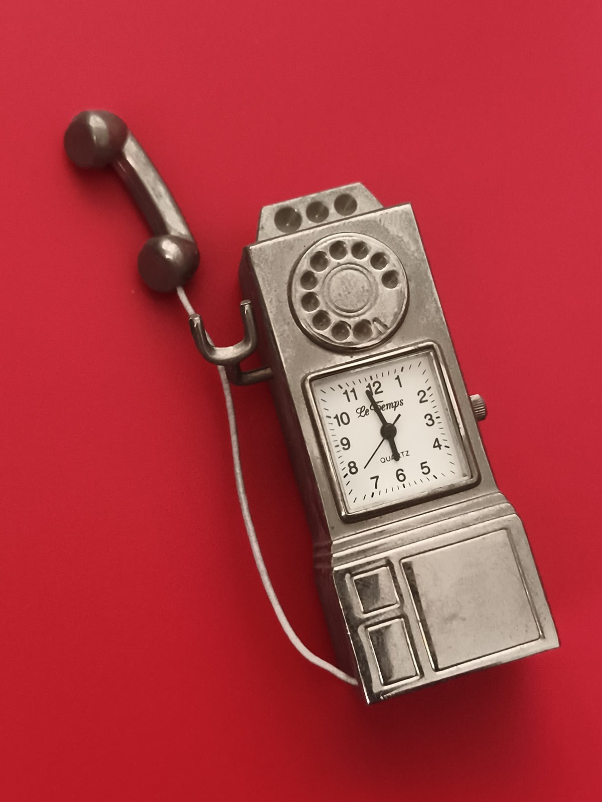 Réveil miniature vintage téléphone cadran Le Temps quartz déco rétro