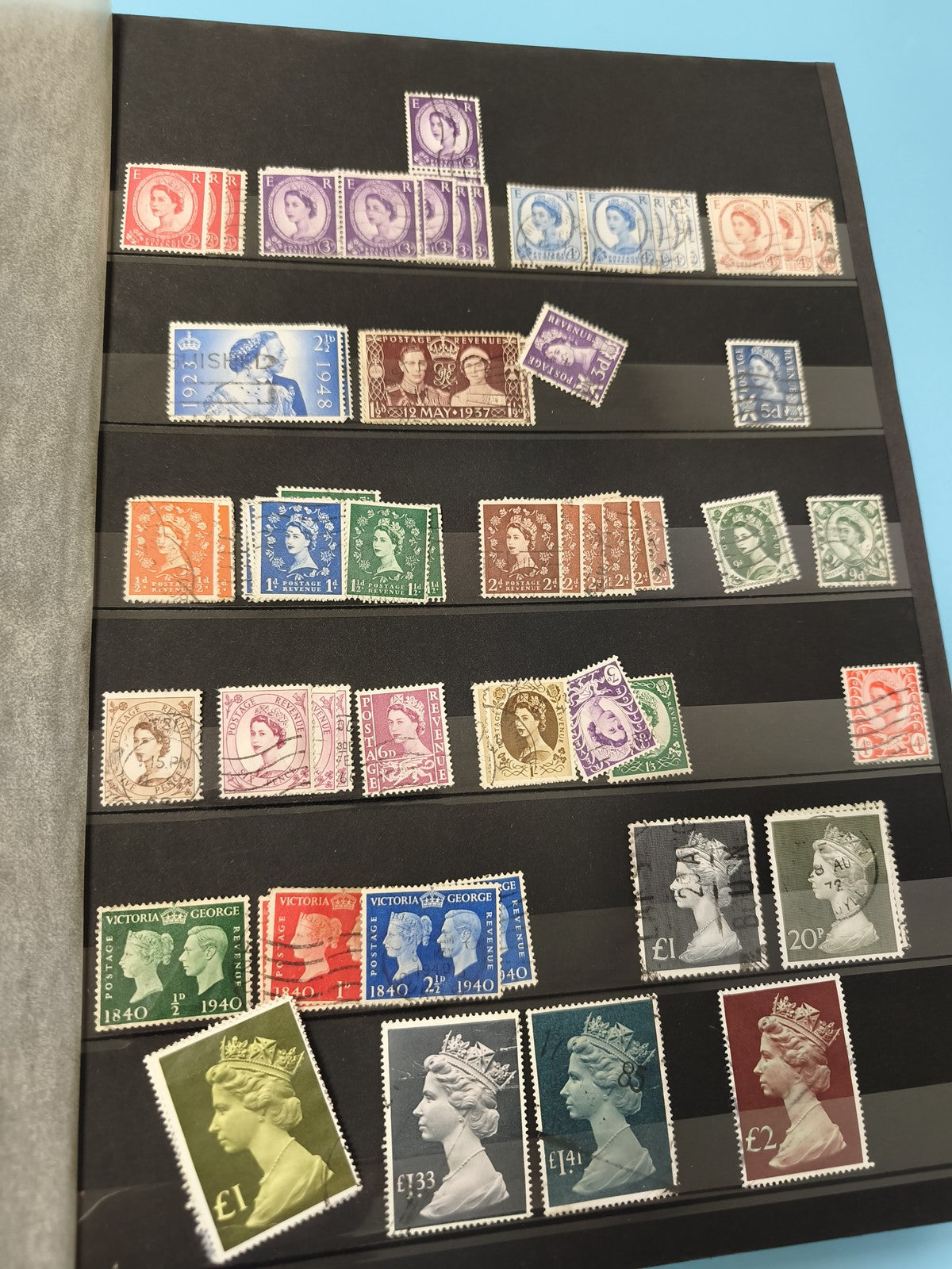 Lot anciens timbres oblitérés Angleterre collection Reine Victoria et Élisabeth