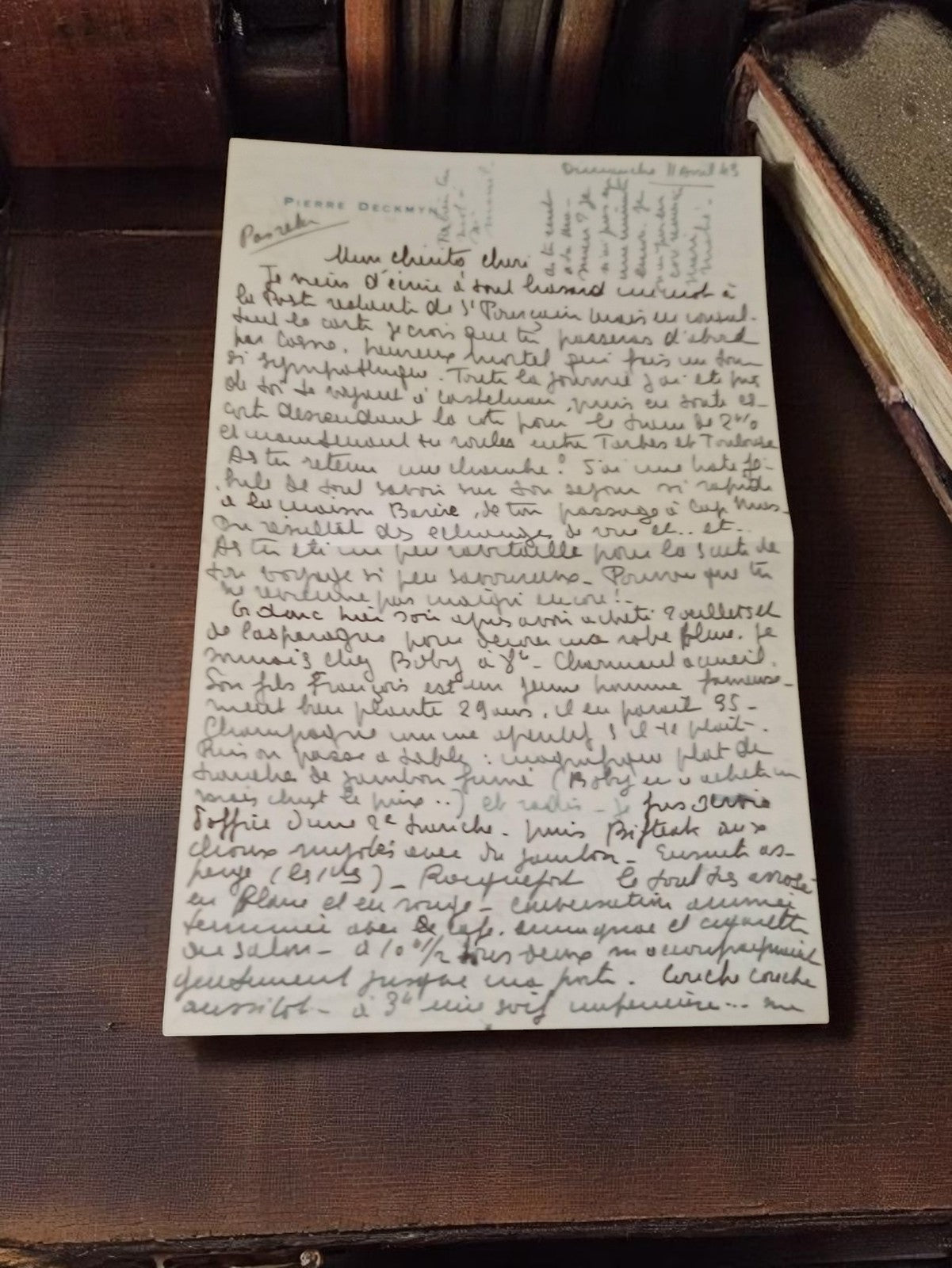 Lettre manuscrite 1945 guerre à sa femme – Papier Pierre Deckmyt ancien