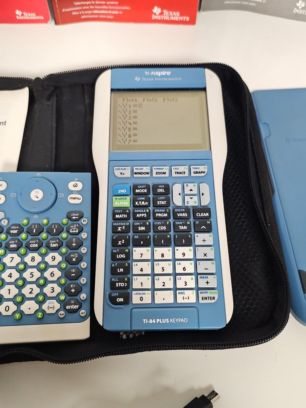 Calculatrice graphique TI-Nspire Texas Instruments + clavier TI-84 PLUS, complèt