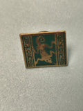 Vintage pin's carré motif singe style art déco vert doré collection