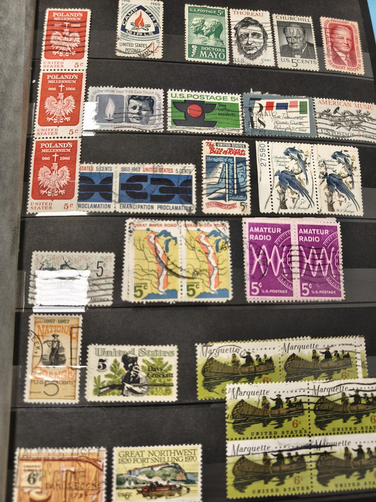 Lot anciens timbres USA oblitérés, 5c et 6c, thématiques variées vintage
