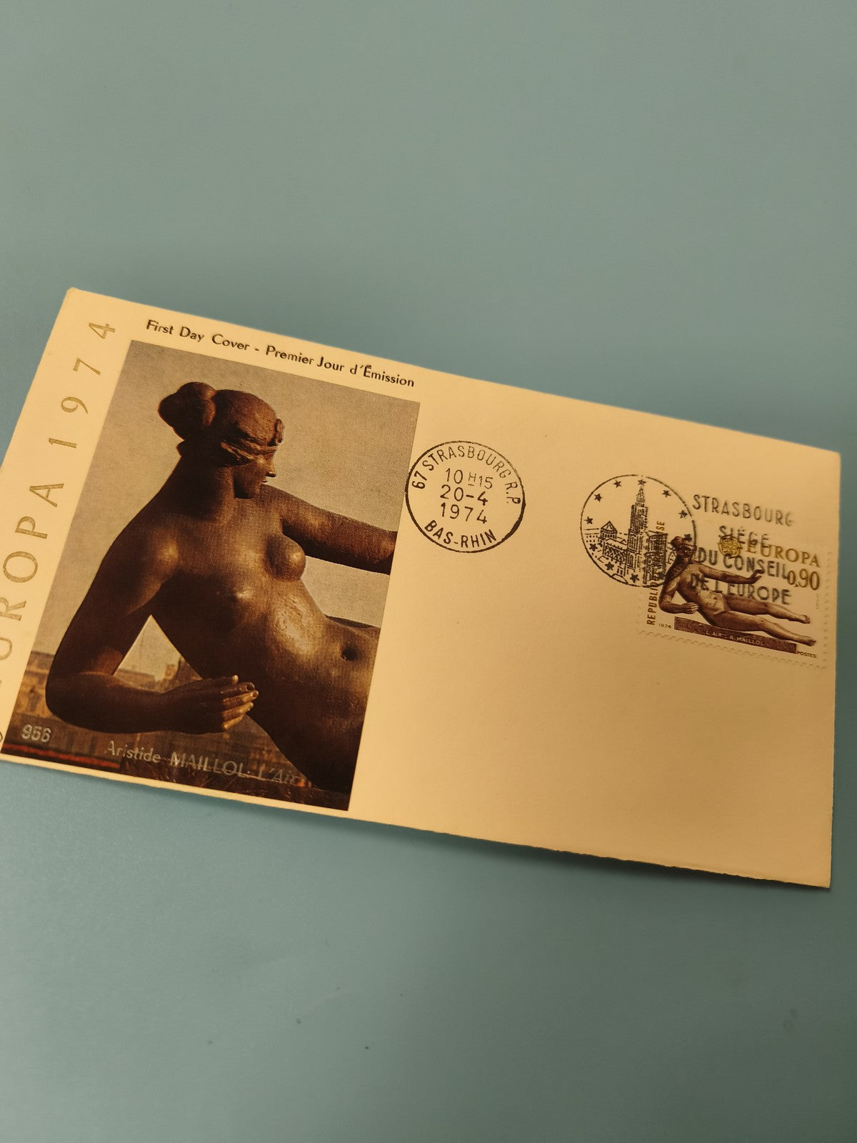 Enveloppe FDC Premier Jour d?Émission Strasbourg 1974 illustration sculpture