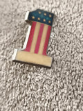 Pin's vintage chiffre 1 drapeau USA émail, badge ancien américain (Ref 5)