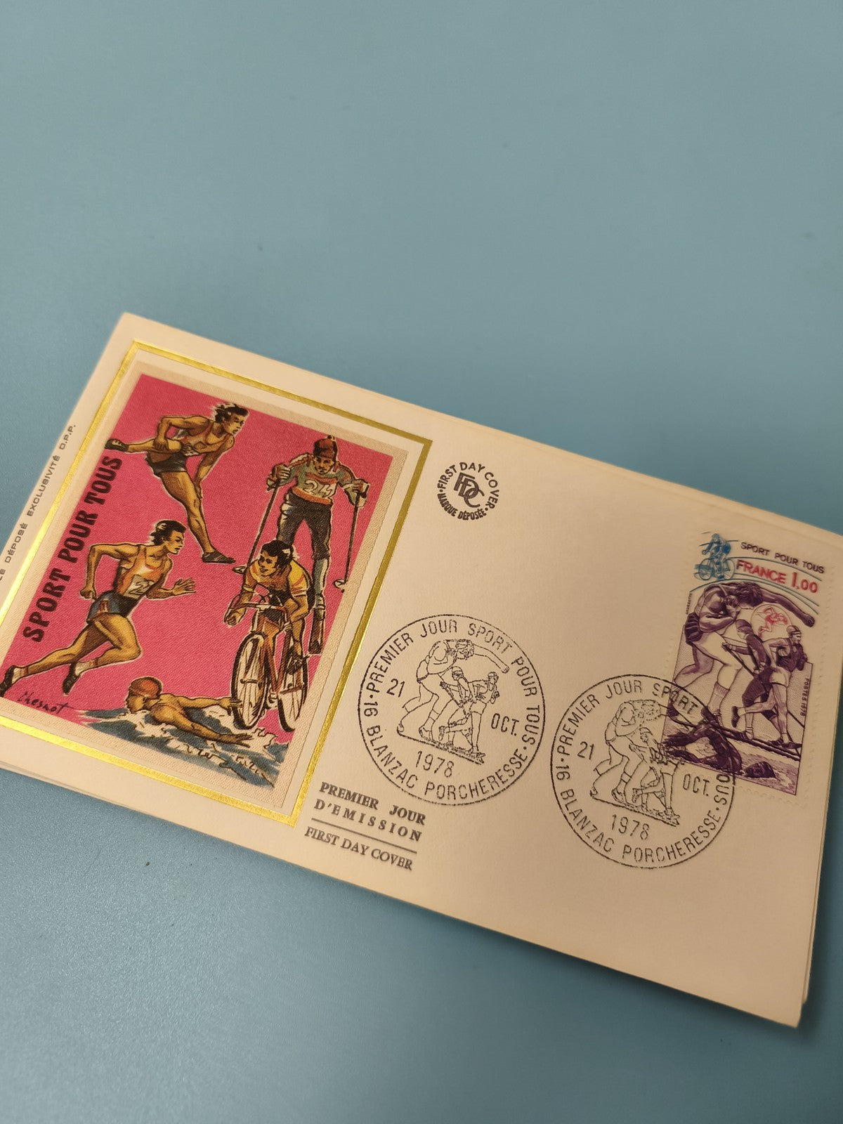 Enveloppe FDC premier jour Sport pour tous 1978, illustration athlètes, timbre 1