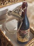 Porte-clés bouteille vin publicitaire vintage France, miniature alcool rétro