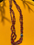 Collier vintage perles rouges multiples rangs ancien fantaisie gros maillons