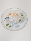 Assiette décorative Kutani Japan peinte main, plat mural japonais signé Kutani