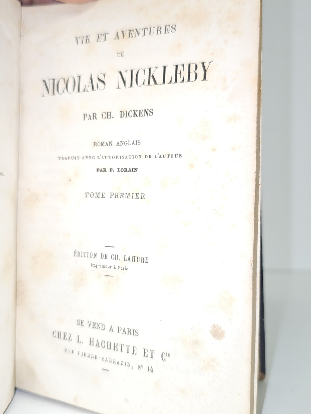 Ancien livre vintage Vie et aventures de Nicolas Nickleby roman classique rétro