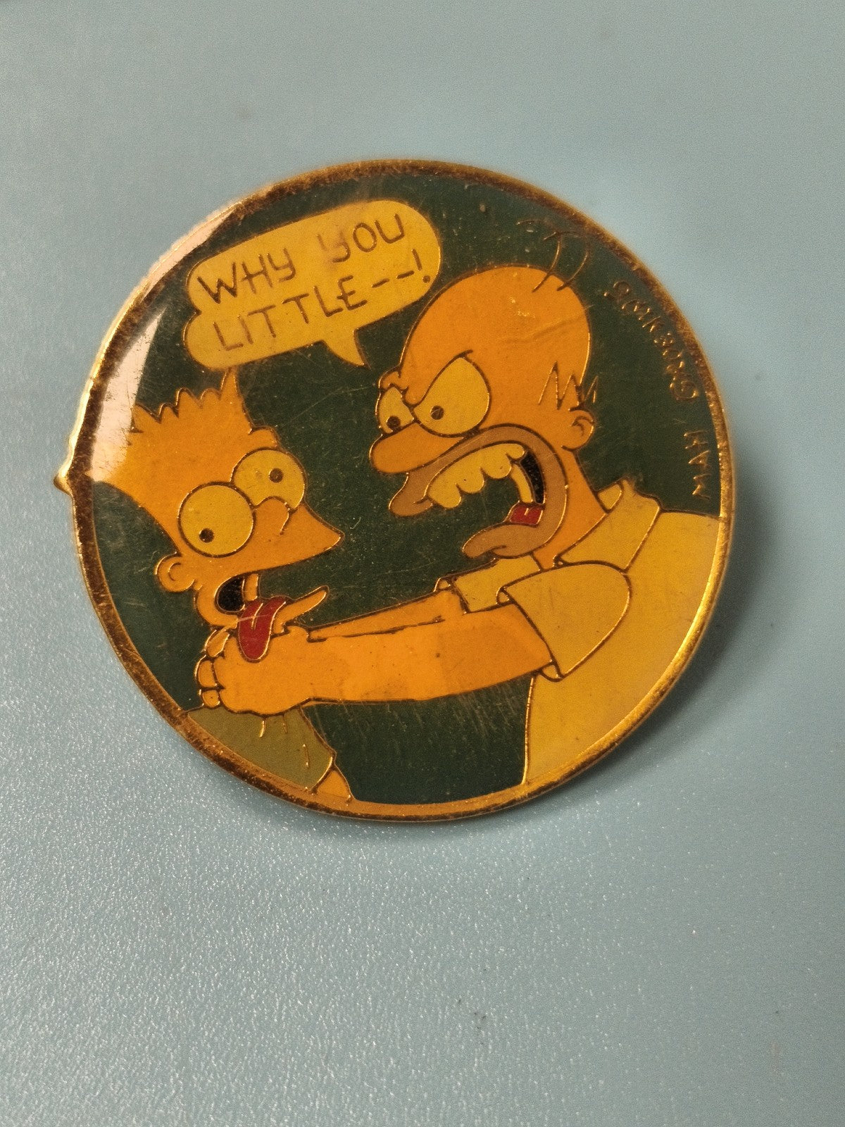 Pin's vintage Les Simpsons Homer Bart rond, collection animation d'occasion