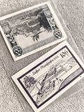 Billets anciens Allemagne Notgeld illustrés, 20 et 10 Pfennig, scènes historique