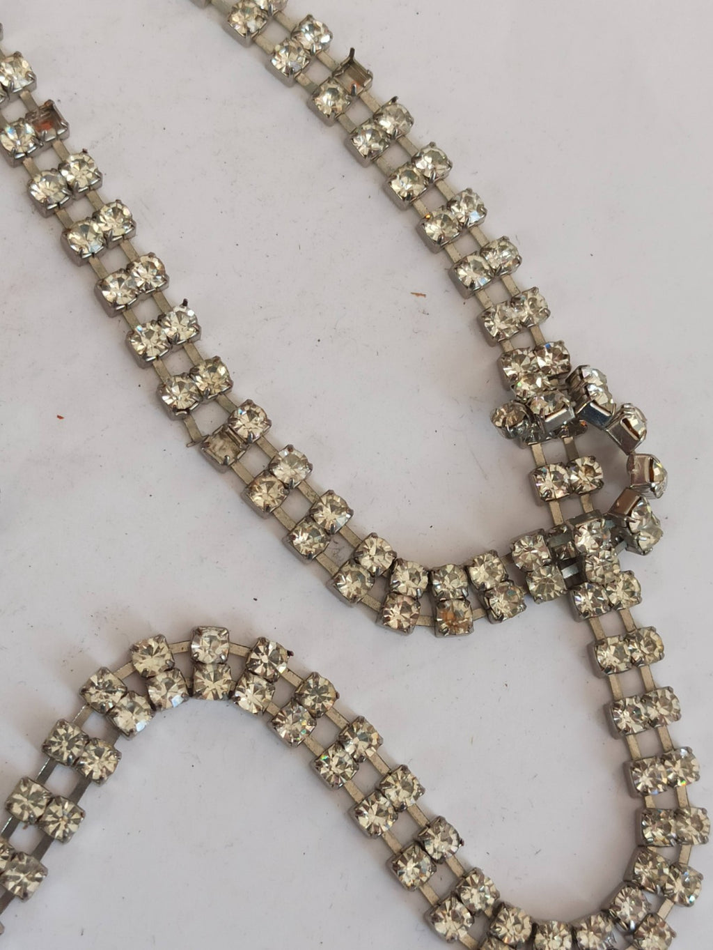 Ceinture vintage strass rhinestone métal argenté, accessoire ancien chic