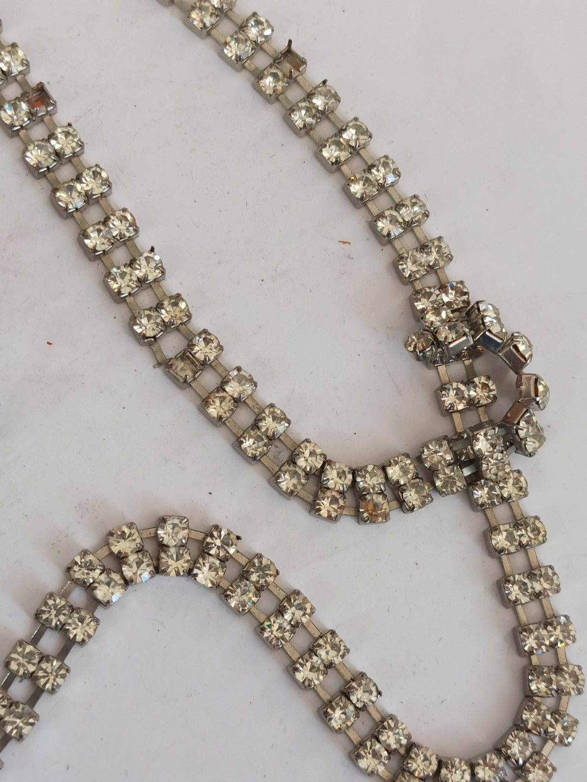 Ceinture vintage strass rhinestone métal argenté, accessoire ancien chic