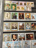 Lot de timbres thématiques illustrés d'occasion, animaux, sports et portraits va