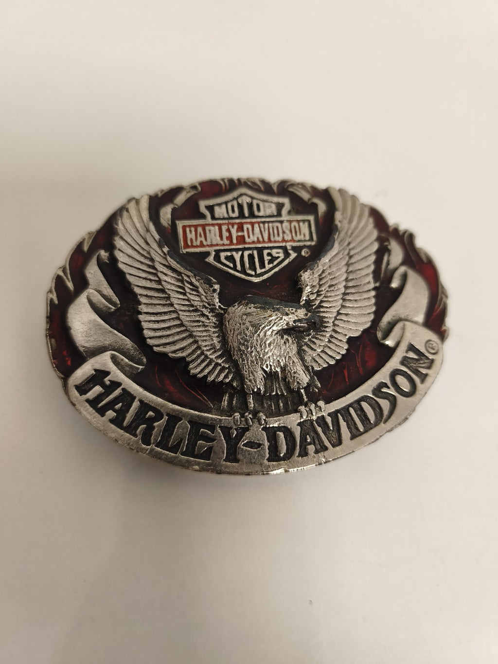 Boucle de ceinture Harley-Davidson vintage aigle relief métal ancien biker