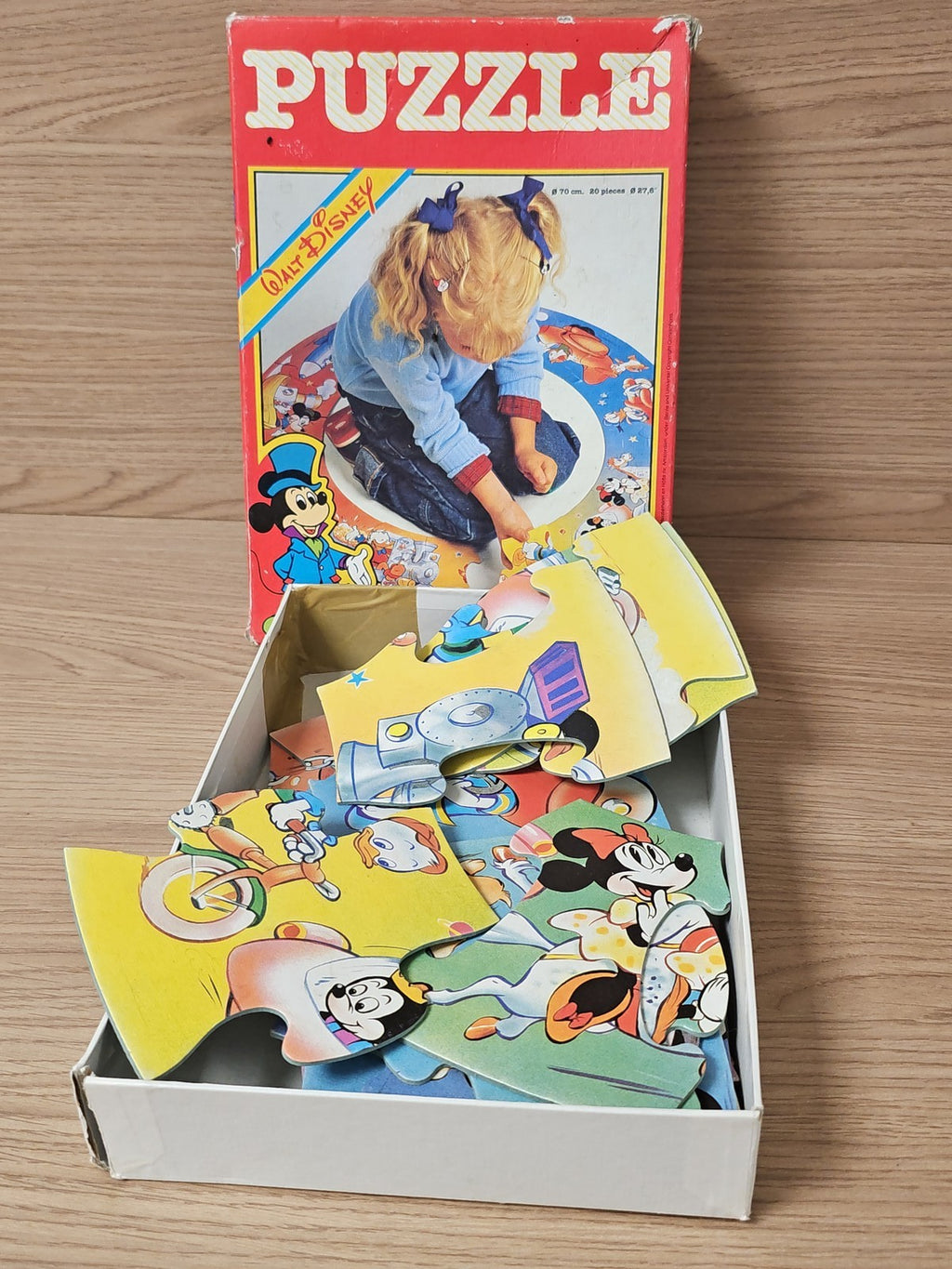 Puzzle rond rétro Walt Disney JUMBO vintage ancien rare collection jeux 1970s