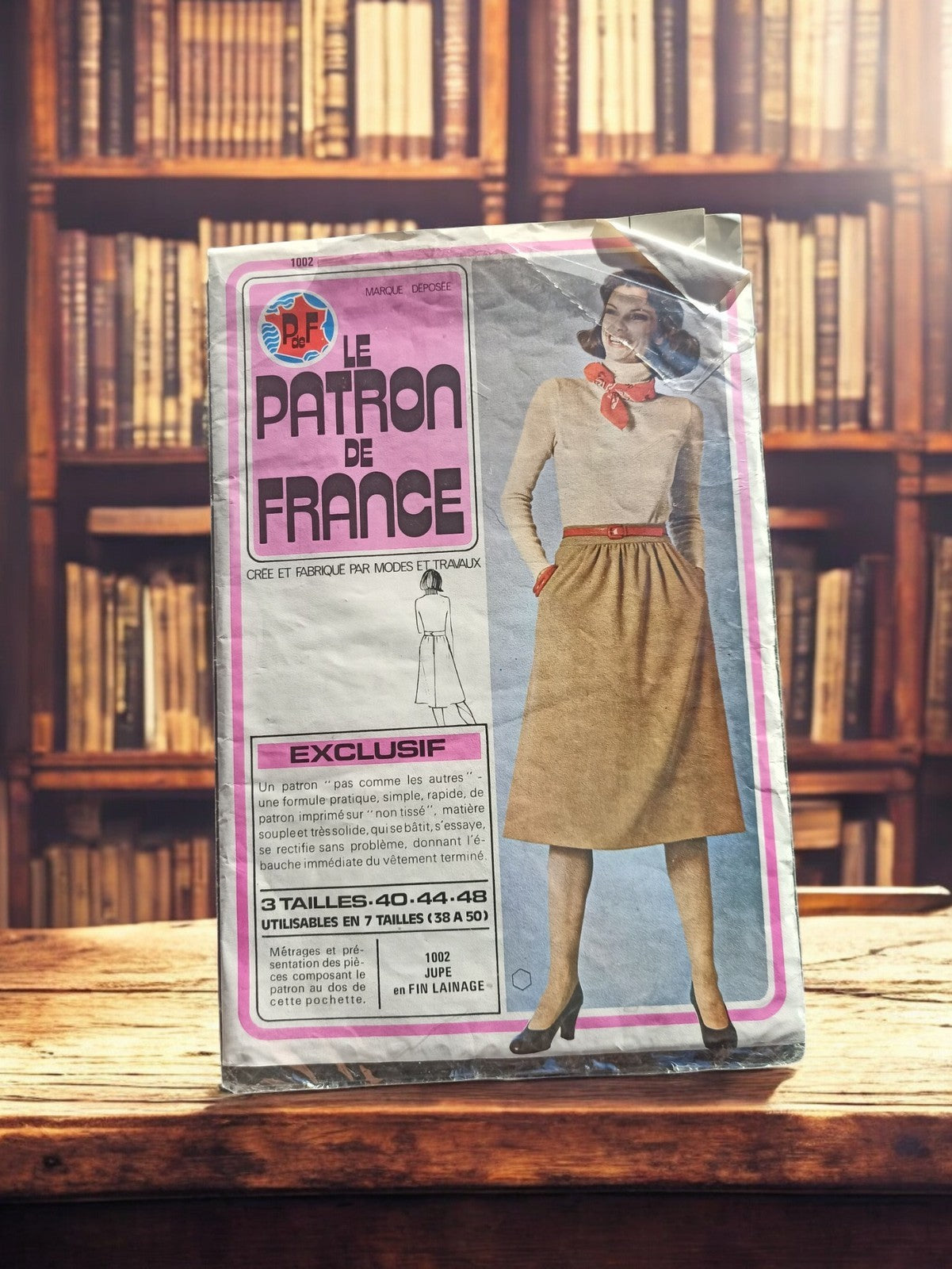 Patron couture vintage jupe Le Patron de France années 70, ancien modèle rare