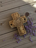 Croix murale vintage métal doré soleil Années 50 déco rétro