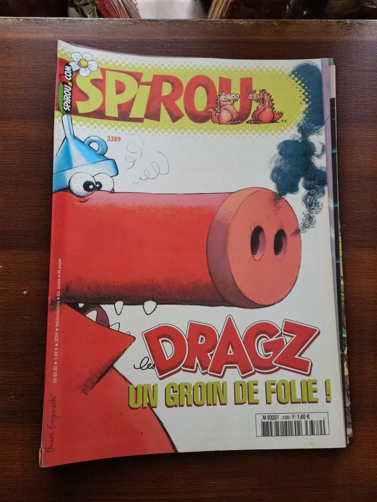 Magazine Spirou n°3389 couverture Dragz vintage BD rétro édition collector