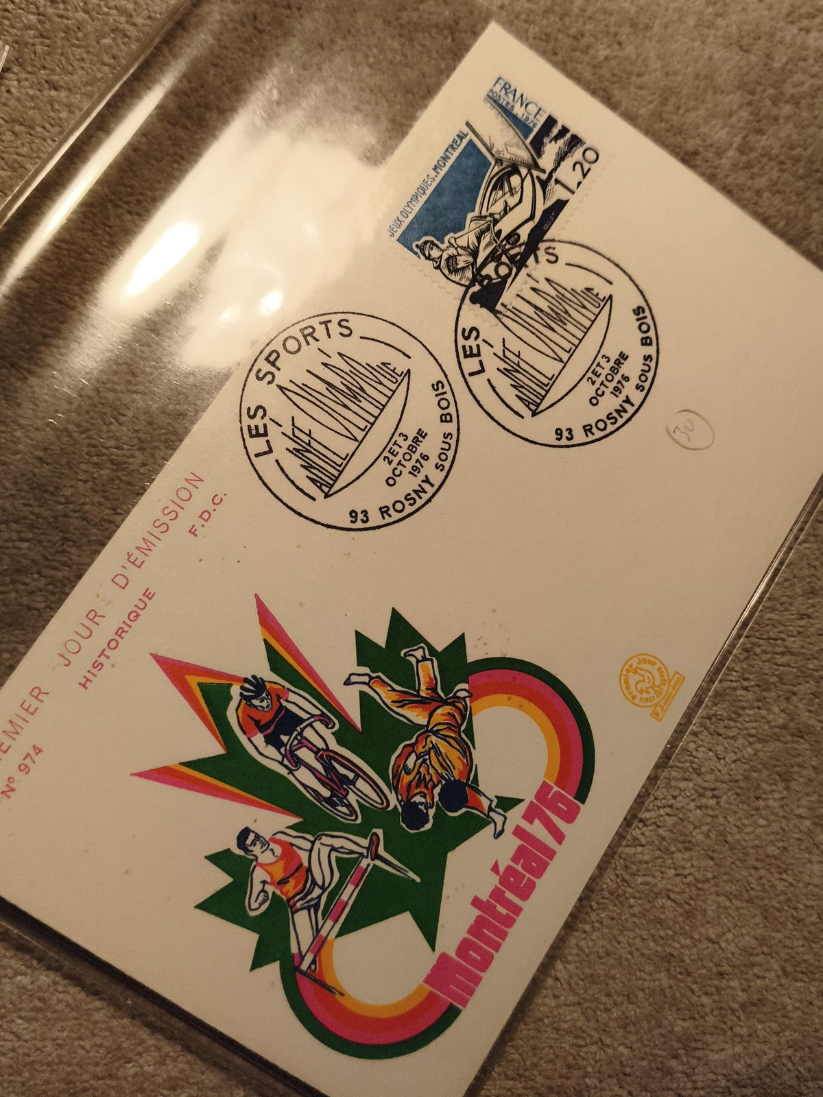 Enveloppe premier jour Jeux Olympiques Montréal 1976 timbre France sports