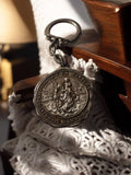 Porte-clés vintage Saint Christophe, médaillon rétro, aspect métal ancien